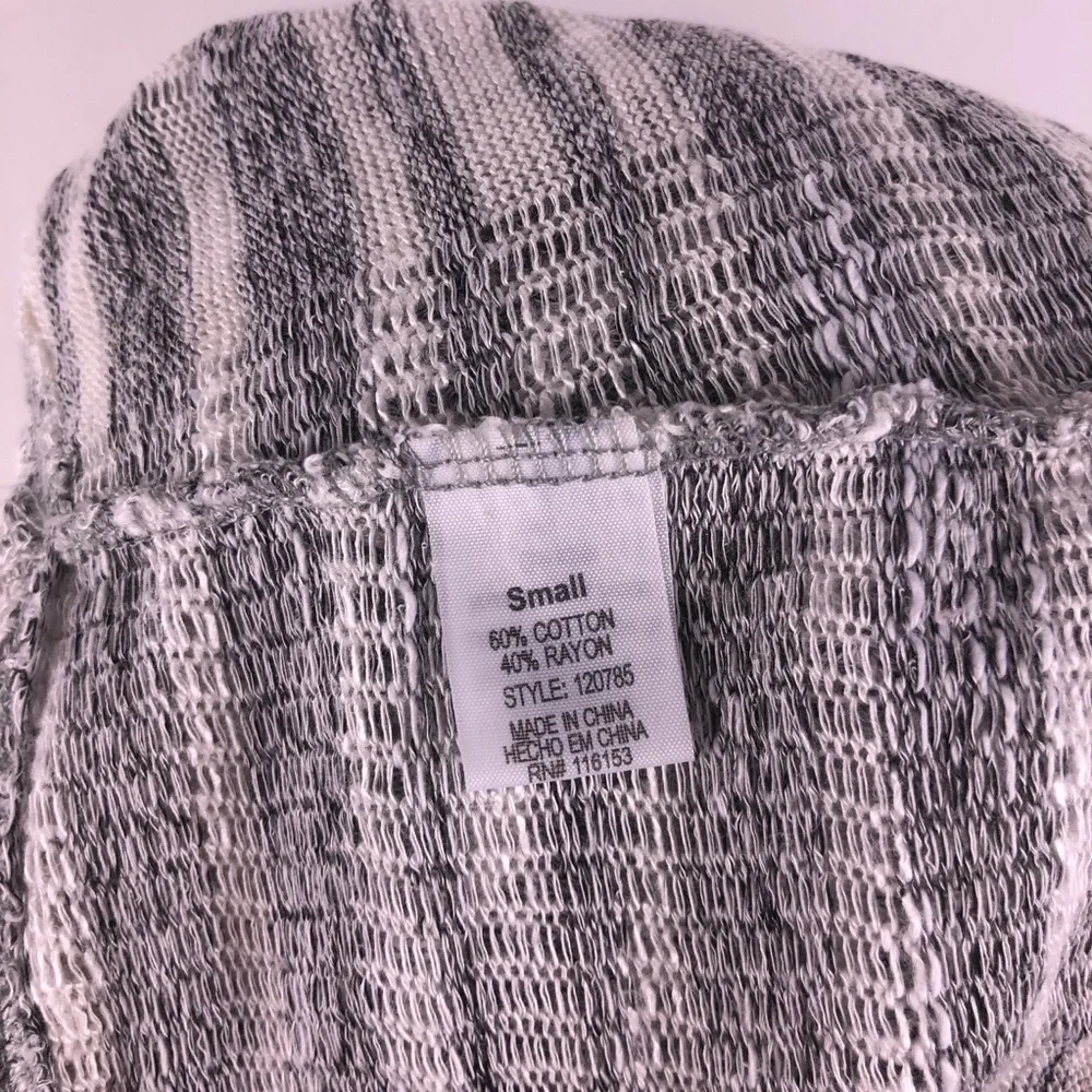 POOF Gray White Striped Lightweight Hooded Fringe Pullover Cover Up Small